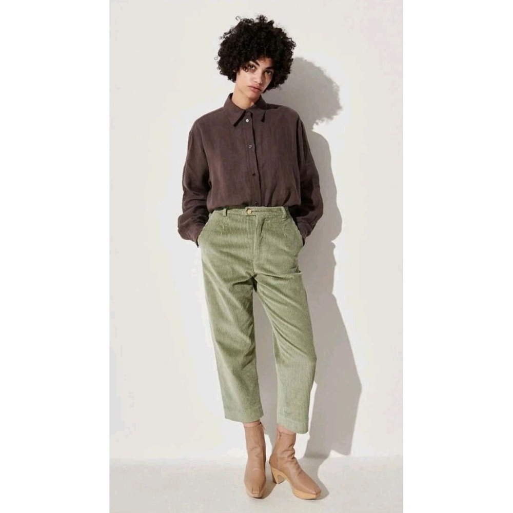 Rachel Comey Wiman Pants Pleated Corduroy Sage Womens 2